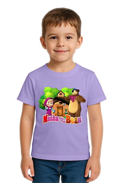 SEDİRLİ Tricou unisex pentru copii Masha și Ursul cu imprimeu bumbac bucăți d...