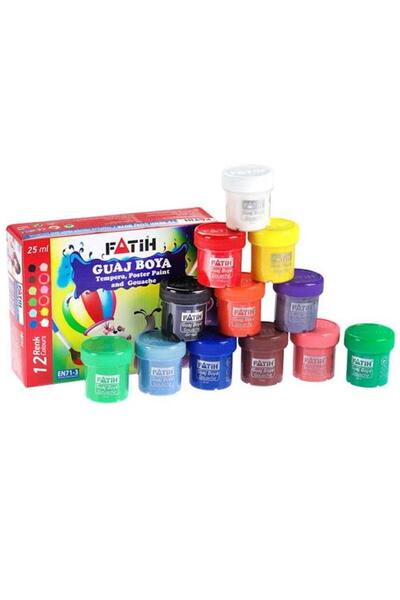 Fatih Guaj Boya Karton Kutu Şişe 25 ML 12 Renk 50420