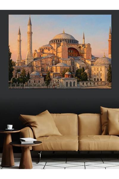 karizmart Ayasofya Camii Ve Gün Batımı Dekoratif Kanvas - Mdf Ahşap Tablo