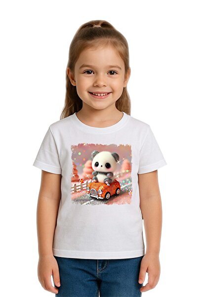 SEDİRLİ Unisex Teddy Bear Panda Printed Children's T-Shirt Cotton Count Combe...