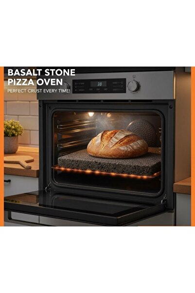 Saatistan Doğal Bazalt Fırın Taşı Kare 30x40cm, Pizzacı ve Mangal Kullanımı