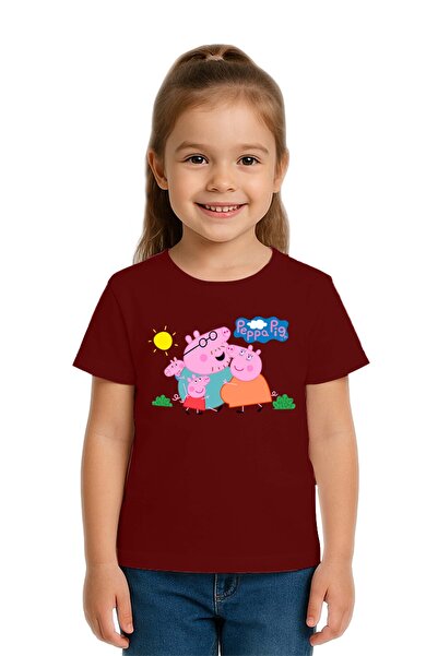 SEDİRLİ Unisex Peppa Pig Printed Children's T-Shirt Cotton Combed Cotton Fabric