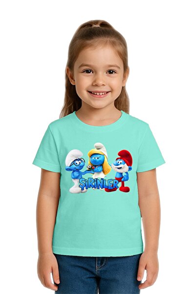 SEDİRLİ Tricou unisex pentru copii Smurfs cu imprimeu bumbac bucăți din bumba...
