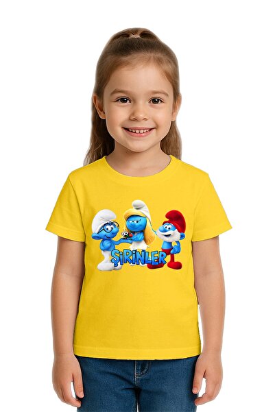 SEDİRLİ Tricou unisex pentru copii Smurfs cu imprimeu bumbac bucăți din bumba...