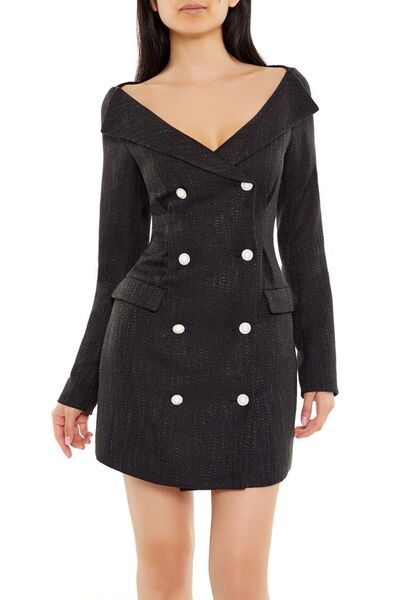 Forever 21 Tüvit Çift Düğmeli Mini Elbise