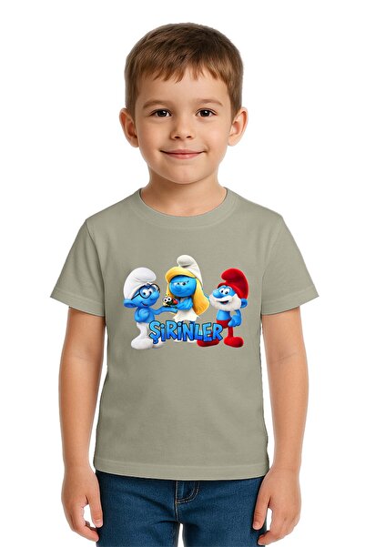 SEDİRLİ Tricou unisex pentru copii Smurfs cu imprimeu bumbac bucăți din bumba...