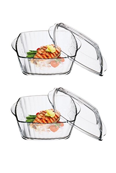 Saatistan Two-Piece Square Glass Pot Set with Lids - Durable and Stylish Design