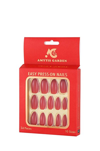 AMYTIS GARDEN Press On Nails 24PCS Classic Red Reusable Fake Nails Salon Mani...