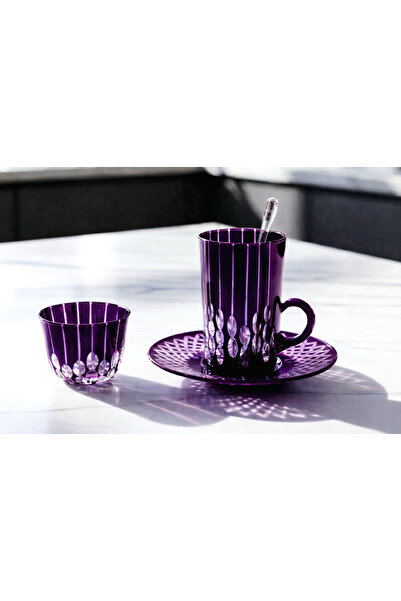 Kristal Market El Yapımı Kristal Desenli Renkli 6 Kişilik Çay Takımı Damla Desen