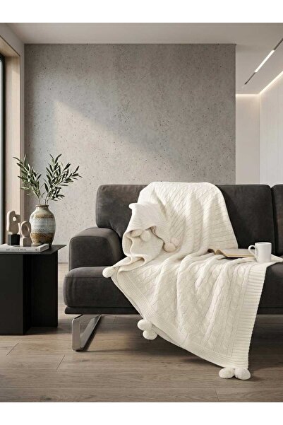 DAHABELLA LUXE HOME Triko Örgü Tv Battaniyesi - Omuz & koltuk Şalı Dokum Ponp...