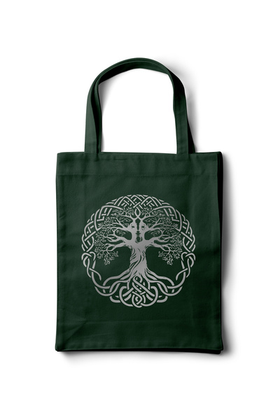 INKD Sanatsal Gabardine Cloth Bag – Norse Yggdrasil Printed Design - 35X40