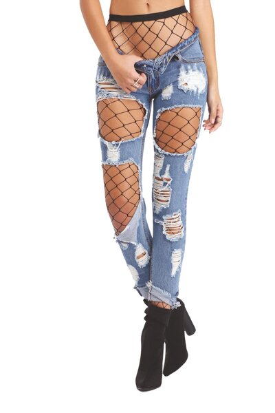 euro click Fiona Black Large Mesh Pantyhose