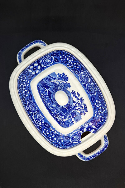 Villeroy & Boch وعاء شوربة من البورسلين بغطاء، لون روستانكا أزرق، سعة 2 لتر