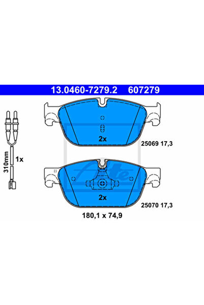 Ate Σετ τακάκια φρένων, δισκόφρενο 13.0460-7279.2