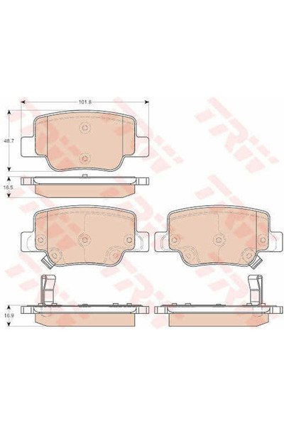 TRW Σετ τακάκια φρένων, δισκόφρενο GDB3547
