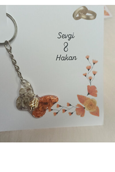 Epoksi 20 Adet Deniz temalı kelebek Anahtarlık Söz Nişan Kına Bebek mevlidi Konsept Hediyelik