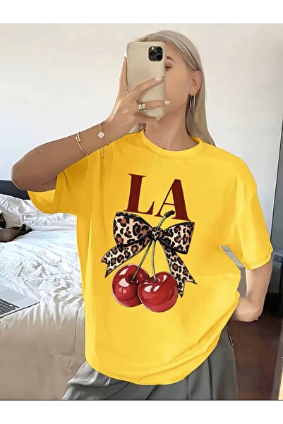 yombaa Pack of Leopard Printed T-Shirts with Bow and Cherry Printed Fashion T...