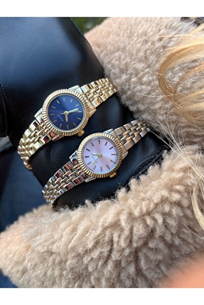 QUARTZ Roc Lacivert Kadran Altın Kordon Çelik Kasa Kadın Kol Saati