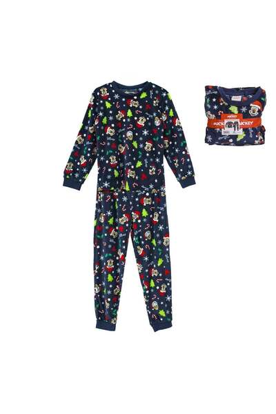 OEM Christmas Family Pajama Set Blue Velvet with Patterned Small-Medium