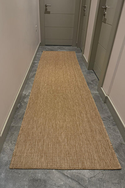 VOPTEKS Hasır Halı Kahverengi Yolluk Jüt Halı Kilim Yıkanabilir Halı