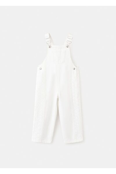 MANGO Baby İşlemeli denim bahçıvan pantolon