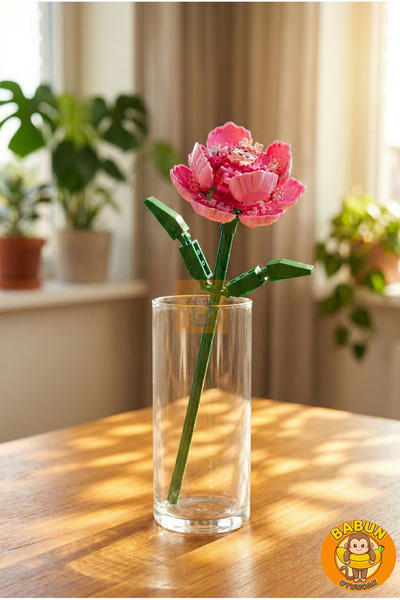 Bricks Pembe Karanfil Çiçek Yapım Seti - Solmayan Yapay Çiçek - 133 Parça Dek...