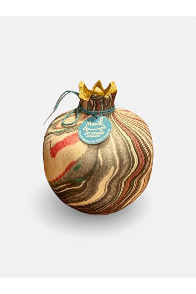 Macik Art Studio MACİK SERAMİK EBRU DESEN DEKORATİF NAR OBJE