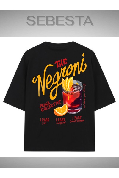 Sebesta Fashion تي شيرت نيجروني مطبوع بريميوم كبير الحجم