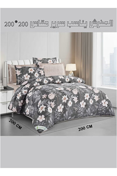 ROSHAN King size bed sheet set (6 pieces) - double-sided design (grey Cushion...