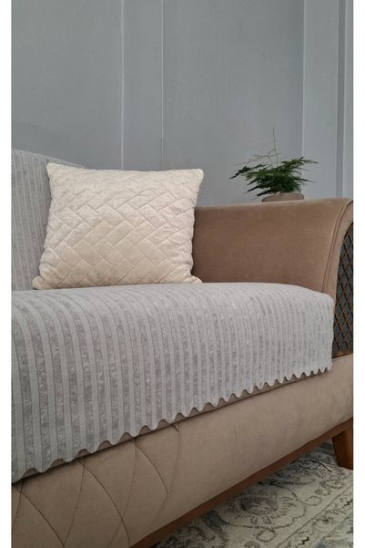 DAHABELLA LUXE HOME Bamboo Corded Fabric Velvet Non-Slip Sofa Cover 170X210Cm Soft Sofa Bed Cover with Sponge, Pack of Non-Slip Sole