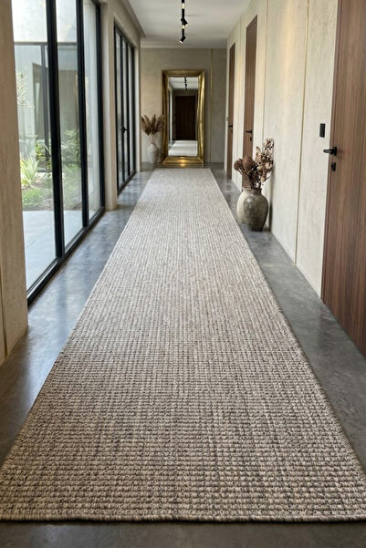 VOPTEKS Sisal Halı Gri Yolluk Hasır Halı Jüt Halı Sisal Kilim Yıkanabilir halı