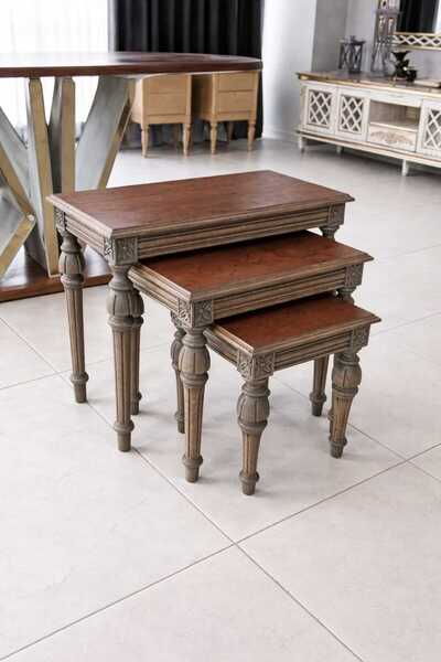 ÇINAR DESİGN ZİGON SEHPA TAKIM MOKA SERİSİ & AĞAÇ ÜRETİM & ESKİTME TASARIM