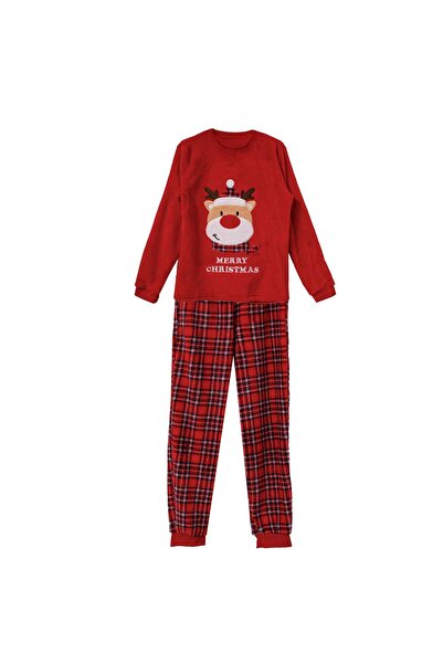 OEM Set Pijama de Craciun Fleece cu Ren pentru Copii 12 Ani (140-152cm)