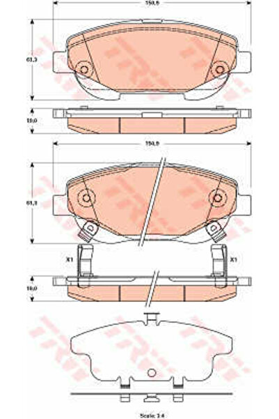 TRW Σετ τακάκια φρένων, δισκόφρενο GDB3518