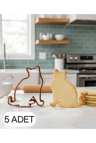 Generic Brand 5-Piece Cat Figured Maxi Size Cookie Mold Dough Cutter One Piec...