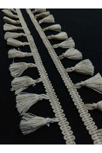 ULUPAMİR شريط شراشيب بني فاتح وأبيض مهدّب قطعة بطول 1 متر