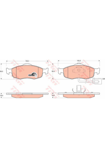 TRW Set de plăcuțe de frână, frână pe disc GDB1108