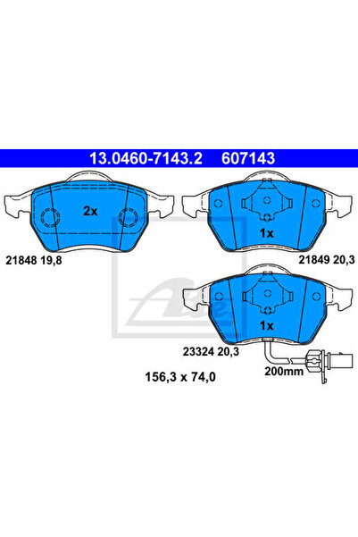 Ate Σετ τακάκια φρένων, δισκόπλακα 13.0460-7143.2 Ford Galaxy I Seat Alhambra...