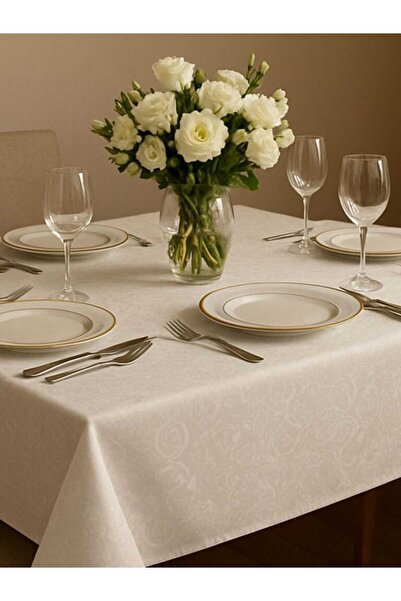 OEM White Tablecloth 100% Cotton, Teflon Coated, Waterproof 140x180 cm