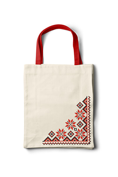 INKD قماش فني حقيبة – تصميم زخرفي تقليدي للزوايا - 35x40