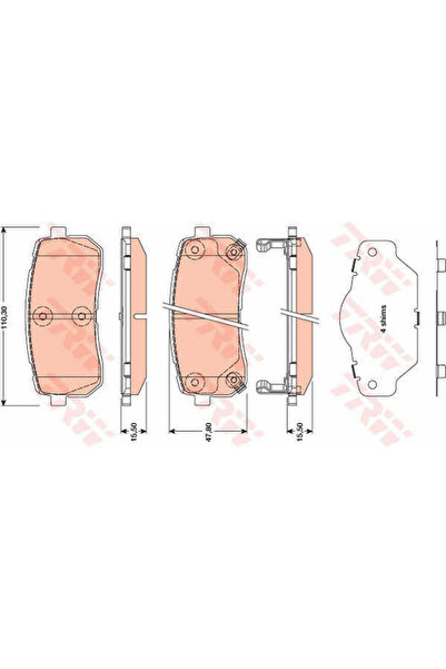 TRW Σετ τακάκια φρένων, δισκόφρενο GDB3449