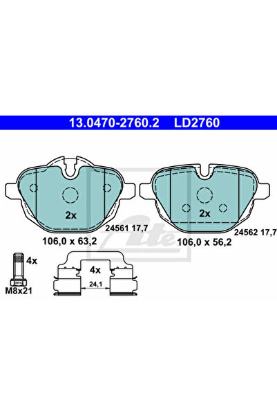Ate Brake pad set, disc brake 13.0470-2760.2