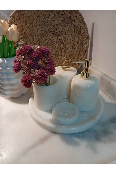 Troya Stone طقم حمام رخامي مكون من 5 قطع