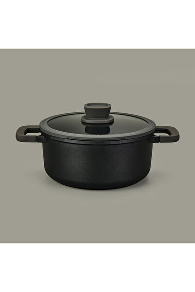 KUT FLY Leo Stone Non-Stick Aluminum Cast Pot with Lid - Black - 24X11 cm