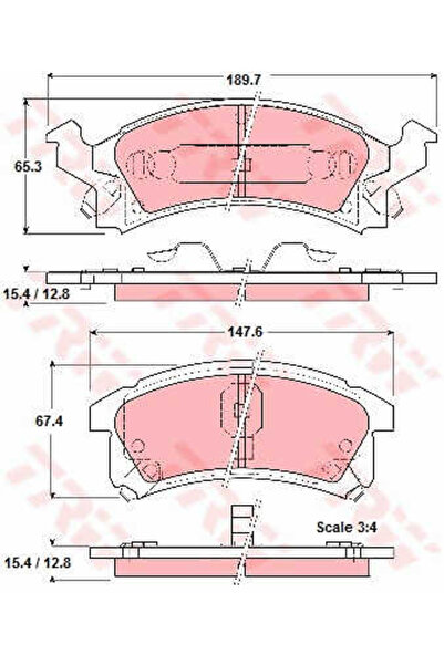 TRW Σετ τακάκια φρένων, δισκόφρενο GDB4002