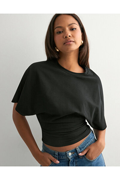 Boi Wide Sleeve Natural Viscose Blouse with Waist Detail