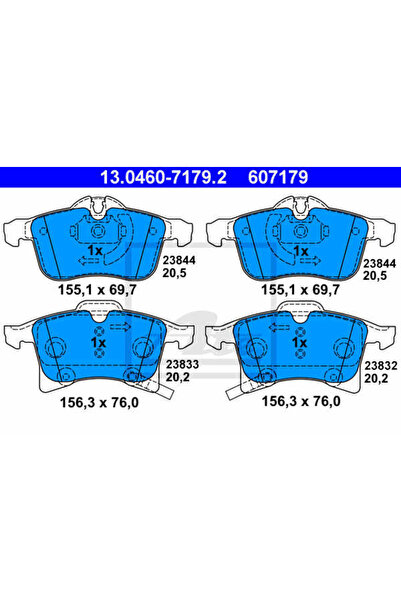 Ate Σετ τακάκια φρένων, δισκόφρενο 13.0460-7179.2