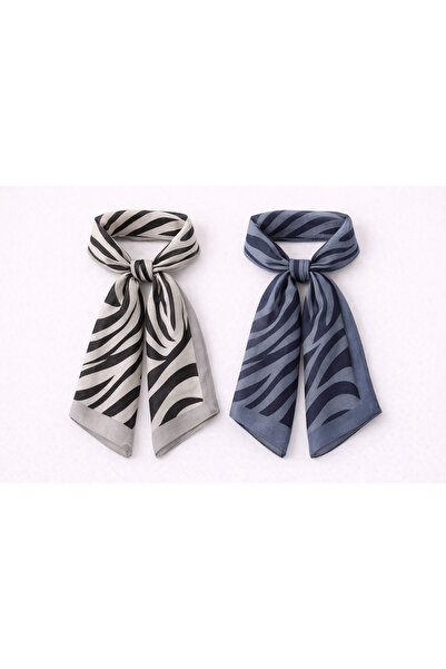 KRAFTELLA Zebra Pattern Viscose 2-Piece Square Scarf - Foulard - Chiffon, Mat...