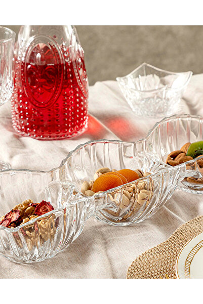 Saatistan Şeffaf Cam 3 Bölmeli Çerezlik, 38 cm, şık ve kullanışlı tasarım