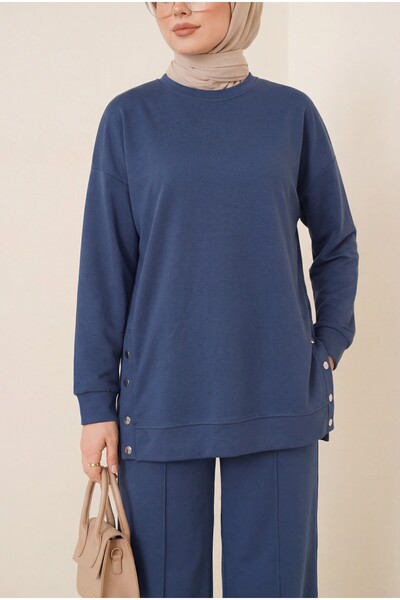 Modamorfo Cimalı Pants Set with Snap Buttons on the Sides - Petrol